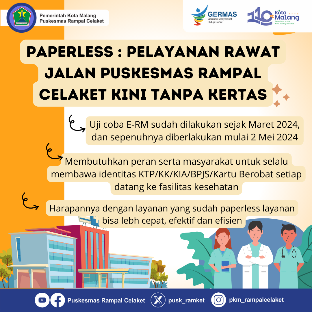 Paperless Pelayanan Rawat Jalan Puskesmas Rampal Celaket Kini Tanpa